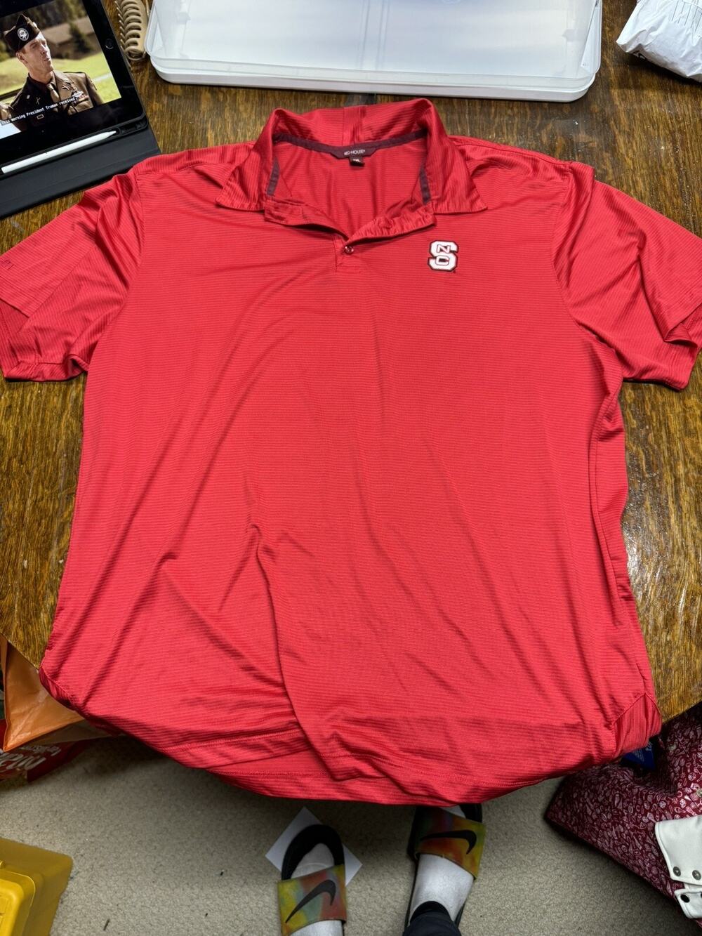 NC State Wolfpack Mens Polo Shirt 2XL Red Logo Collared